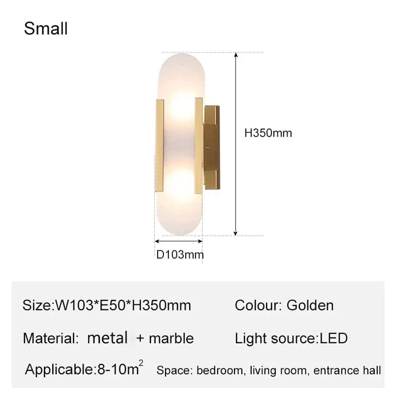 Verthara Modern Stone Wall Lamp in Black Gold Finish – G4 Socket Wall Light for Bedroom and Living Room Decor