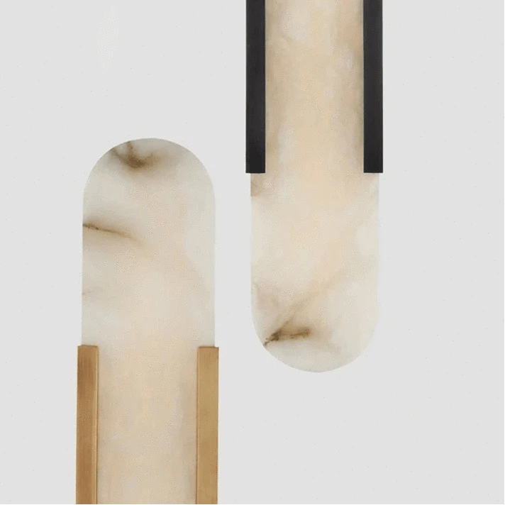 Verthara Modern Stone Wall Lamp in Black Gold Finish – G4 Socket Wall Light for Bedroom and Living Room Decor