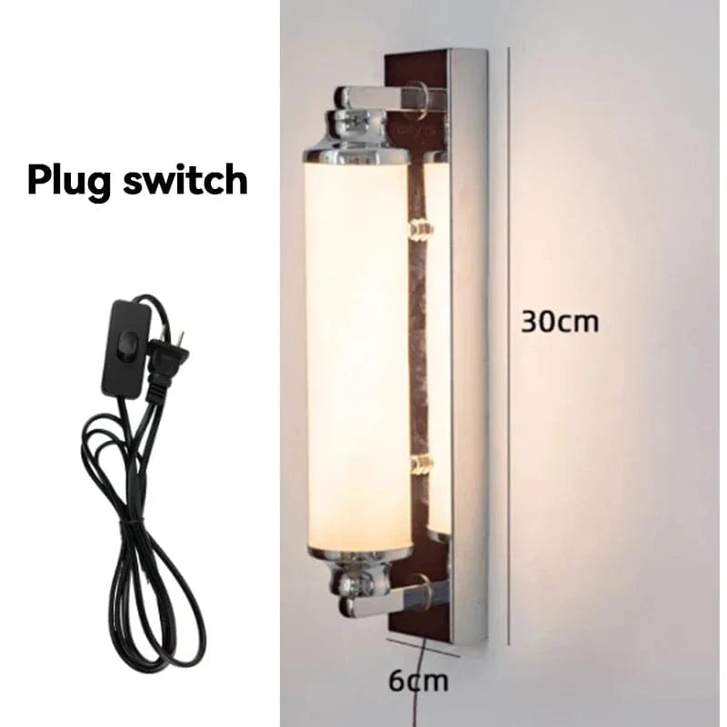 Verthara Modern Wall Sconce Lighting for Bedroom and Living Room – Stylish Wall Lamp with Metal and Glass Design 3-color light / Silver - Plug