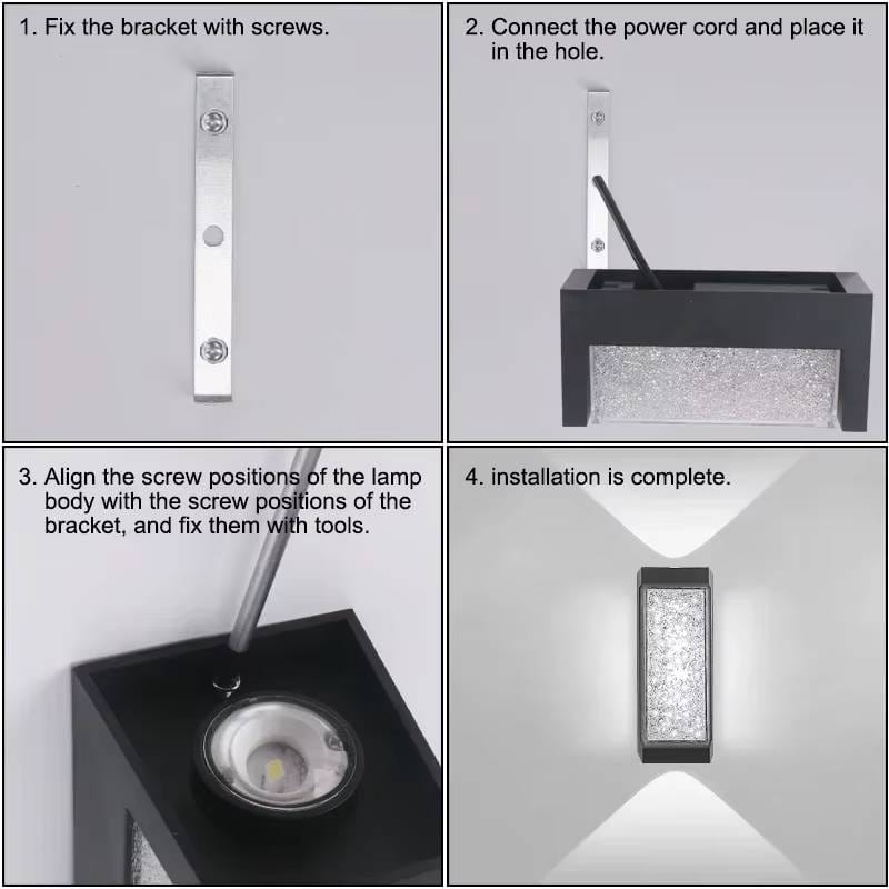 Verthara Modern Waterproof Crystal LED Wall Lamp - Stylish Outdoor Wall Lights for Indoor and Outdoor Use, Versatile Wall Sconce Lighting