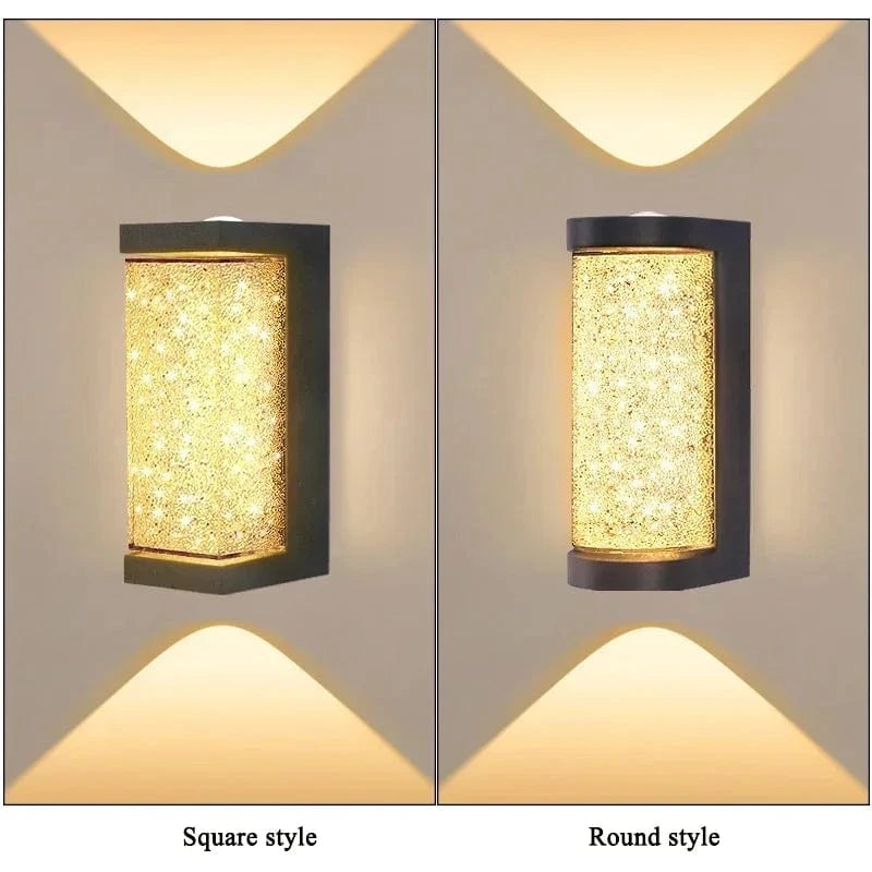 Verthara Modern Waterproof Crystal LED Wall Lamp - Stylish Outdoor Wall Lights for Indoor and Outdoor Use, Versatile Wall Sconce Lighting