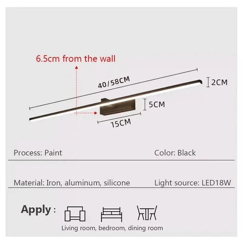 Verthara Modern Waterproof LED Bathroom Wall Lamp - Flat Design Wall Sconce Lighting in White and Black