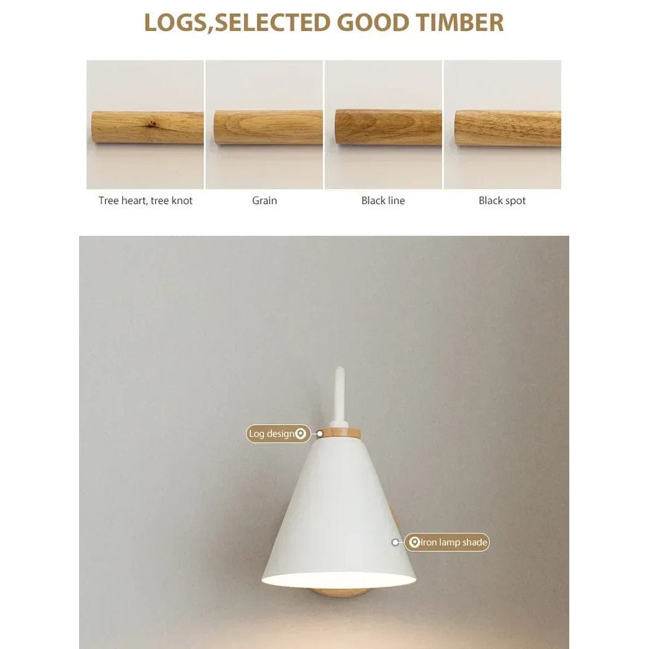 Verthara Modern Wood Wall Lamp E27 Socket
