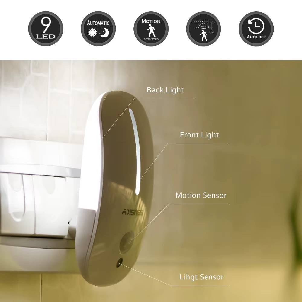 Verthara Motion Sensor LED Night Light for Hallways and Pathways – Energy Efficient Plug-In Light with Smart Sensor Technology