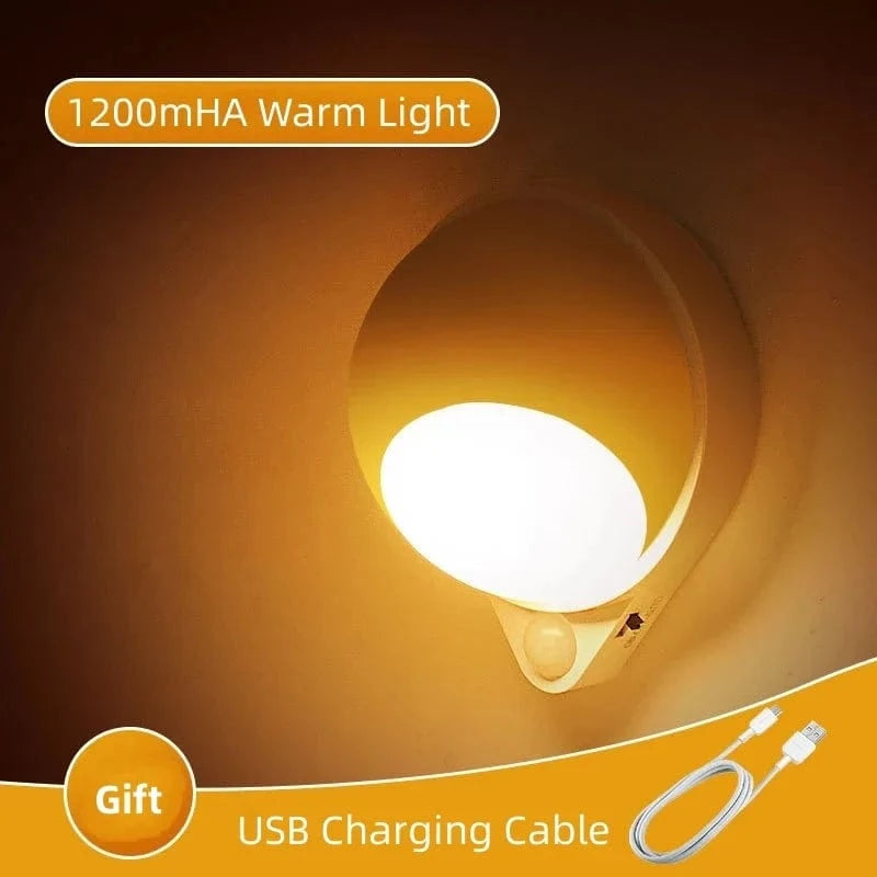 Verthara Motion Sensor LED Night Light with USB Charging and Dimmable Brightness – Indoor Wall Light for Bedrooms and Hallways Warm Light