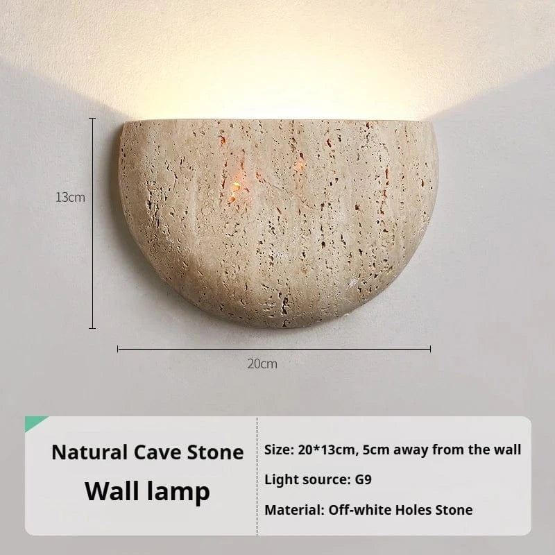 Verthara Natural Stone LED Wall Light – Half Circle Wall Sconce for Living Room, Bedroom, Aisle, Energy-Efficient Indoor Lighting Default