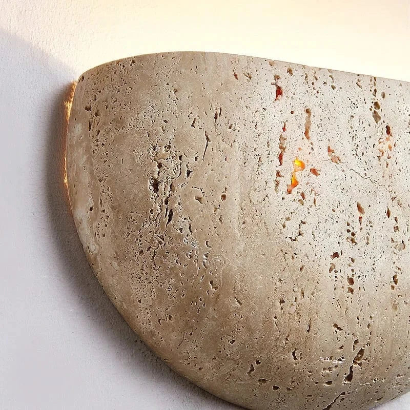 Verthara Natural Stone LED Wall Light – Half Circle Wall Sconce for Living Room, Bedroom, Aisle, Energy-Efficient Indoor Lighting Default