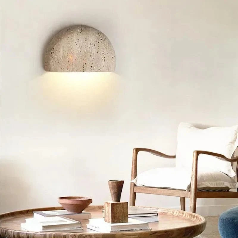 Verthara Natural Stone LED Wall Light – Half Circle Wall Sconce for Living Room, Bedroom, Aisle, Energy-Efficient Indoor Lighting Default