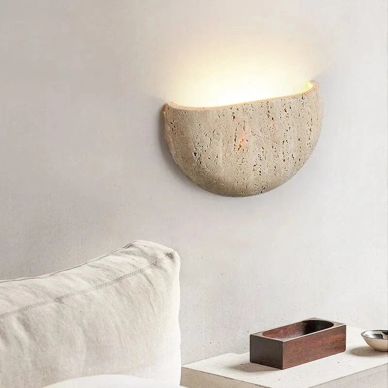 Verthara Natural Stone LED Wall Light – Half Circle Wall Sconce for Living Room, Bedroom, Aisle, Energy-Efficient Indoor Lighting Default