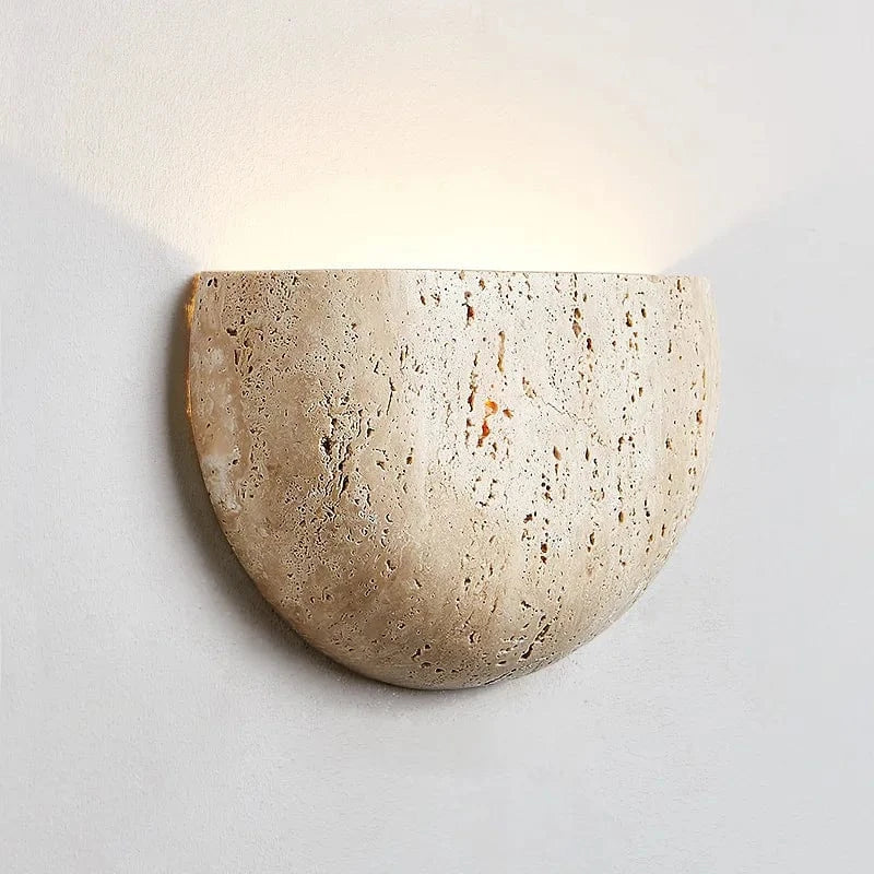 Verthara Natural Stone LED Wall Light – Half Circle Wall Sconce for Living Room, Bedroom, Aisle, Energy-Efficient Indoor Lighting Default
