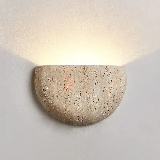 Verthara Natural Stone LED Wall Light – Half Circle Wall Sconce for Living Room, Bedroom, Aisle, Energy-Efficient Indoor Lighting Default