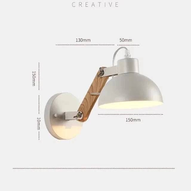 Verthara Nordic Adjustable Wall Lamp – Iron and Wood Sconce Light for Modern Home and Hotel Decoration