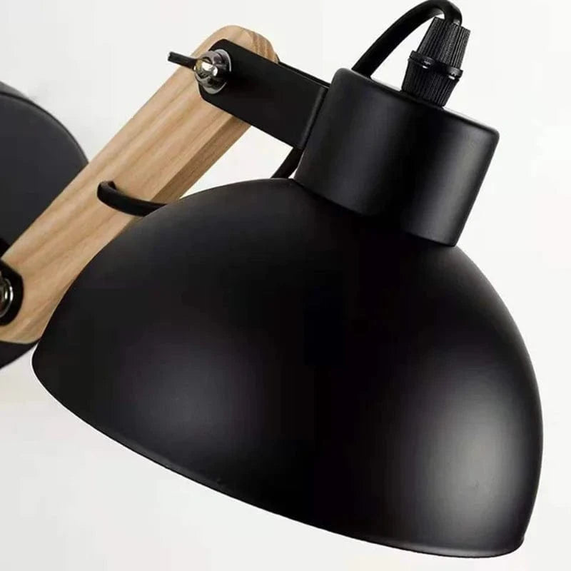 Verthara Nordic Adjustable Wall Lamp – Iron and Wood Sconce Light for Modern Home and Hotel Decoration