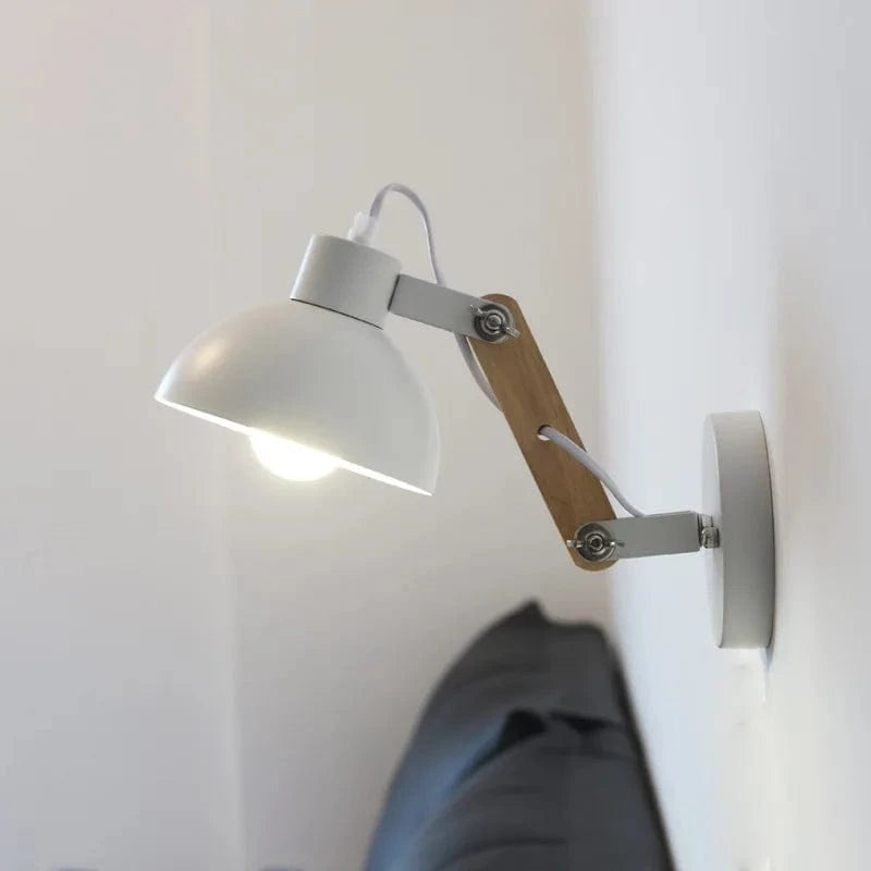 Verthara Nordic Adjustable Wall Lamp – Iron and Wood Sconce Light for Modern Home and Hotel Decoration