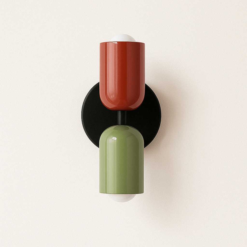 Verthara Nordic Colorful Bedside Dual Light Source Wall Lamp Black Green Red / No light bulb