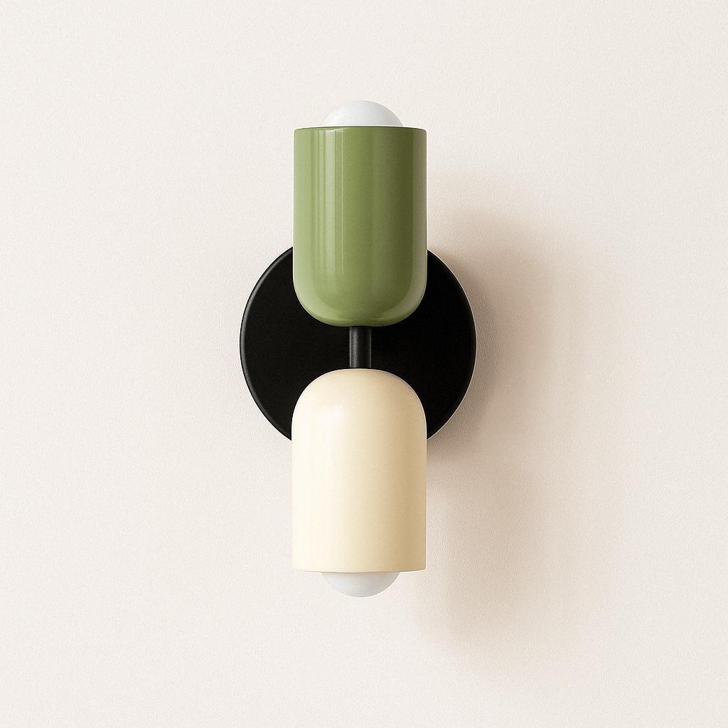 Verthara Nordic Colorful Bedside Dual Light Source Wall Lamp Black White Green / 3-color light