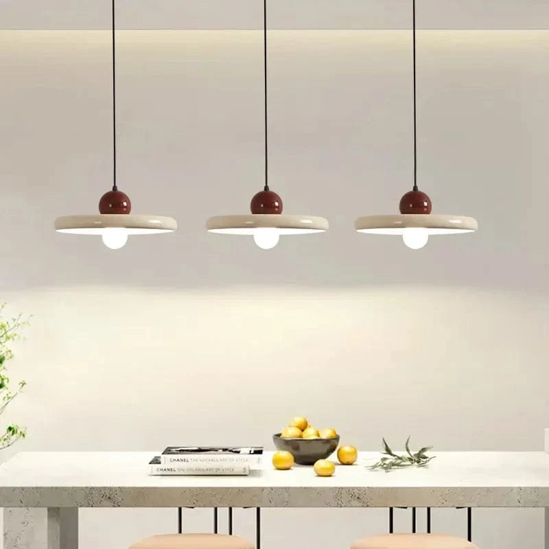 Verthara Nordic Cream Flying Saucer Pendant Light – Modern Ceiling Light Fixture for Living Room and Bedroom, 20/30cm