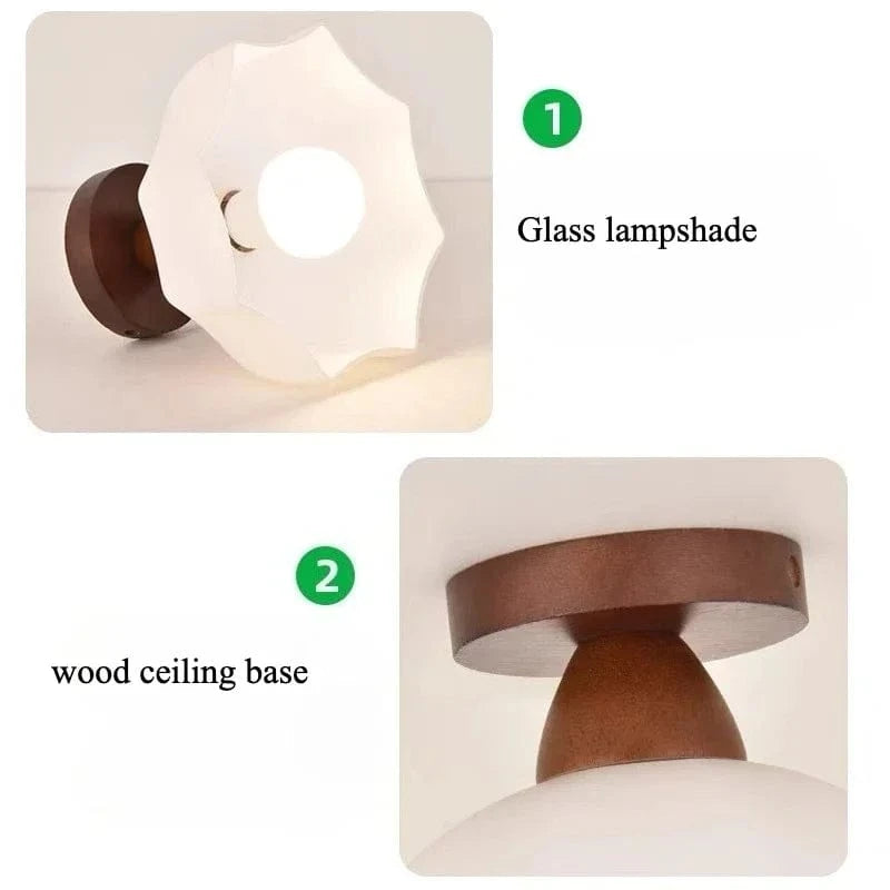 Verthara Nordic LED Ceiling Light Fixture with Glass Shade – Modern Flush Mount Light for Living Room, Dining Room, Kitchen, and Hallway