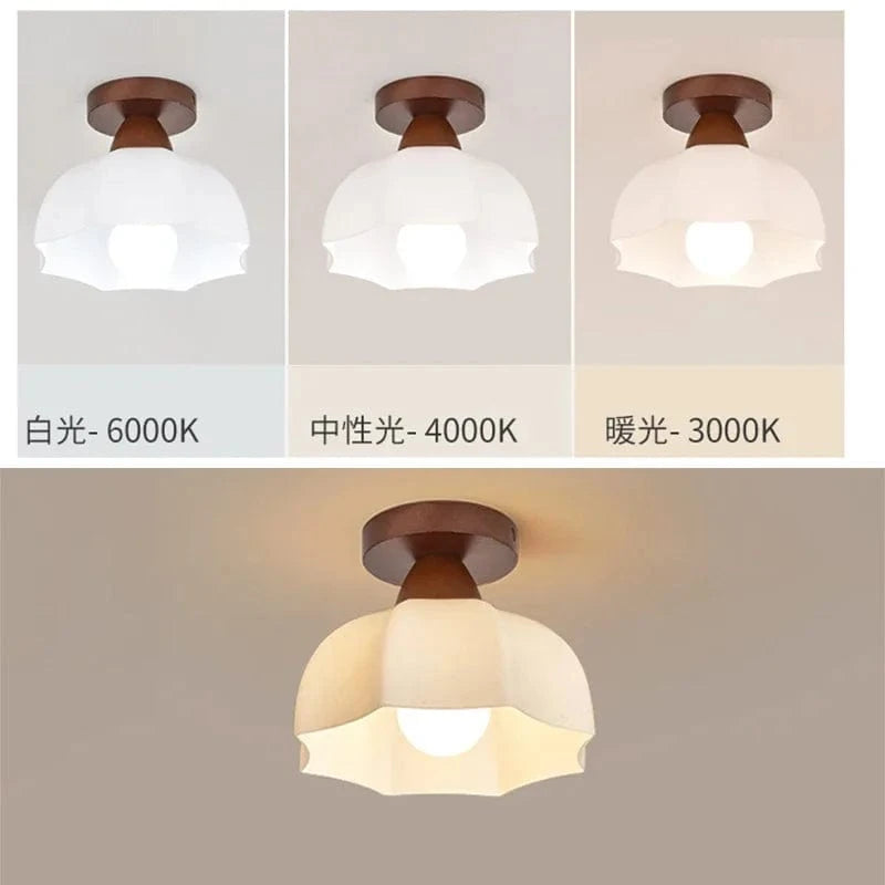 Verthara Nordic LED Ceiling Light Fixture with Glass Shade – Modern Flush Mount Light for Living Room, Dining Room, Kitchen, and Hallway