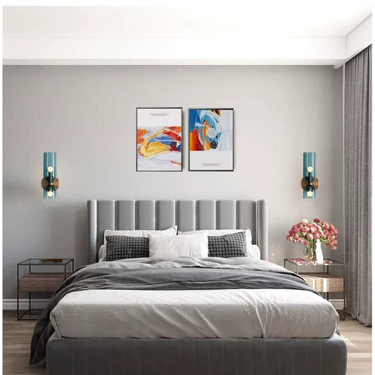 Verthara Nordic Minimalist Glass Wall Light - Wall Mounted - E14 LED Included - Electroplated Copper - Indoor Use - Available In Dark Gray, White, Blue