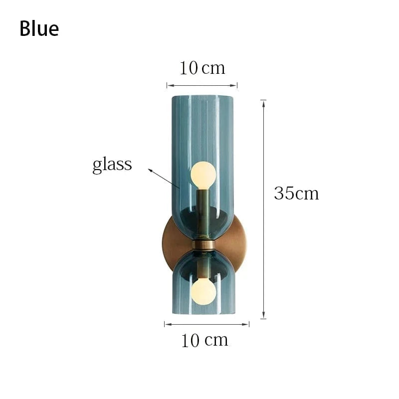 Verthara Nordic Minimalist Glass Wall Light - Wall Mounted - E14 LED Included - Electroplated Copper - Indoor Use - Available In Dark Gray, White, Blue