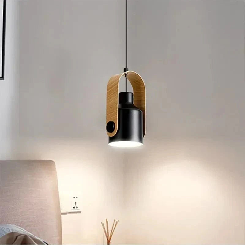 Verthara Nordic Rotatable LED Pendant Light Wood Black
