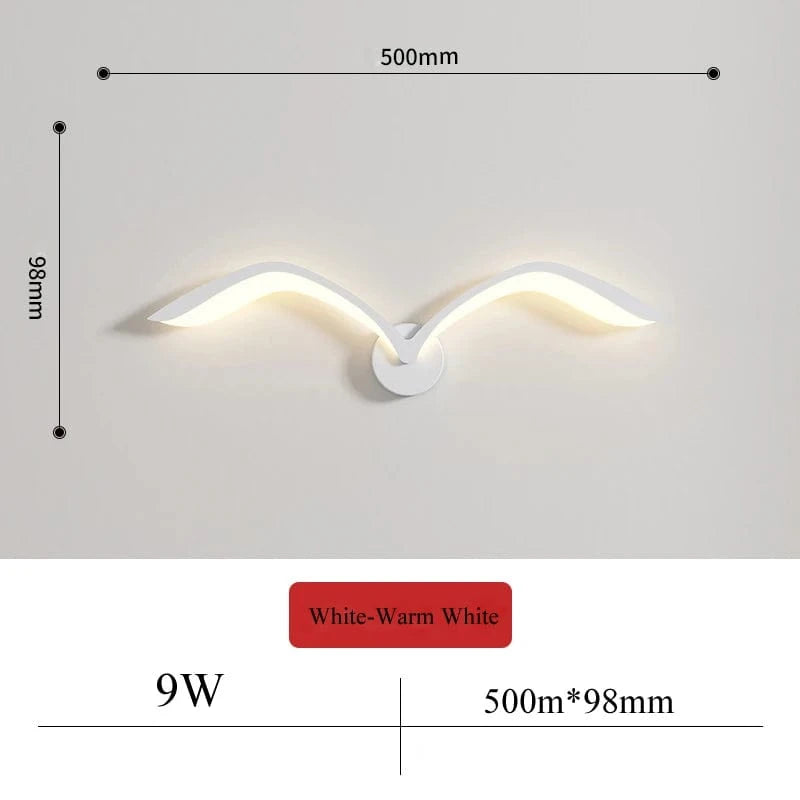 Verthara Nordic Style Bird LED Wall Lamp - 50CM Modern Iron Acrylic Wall Sconce