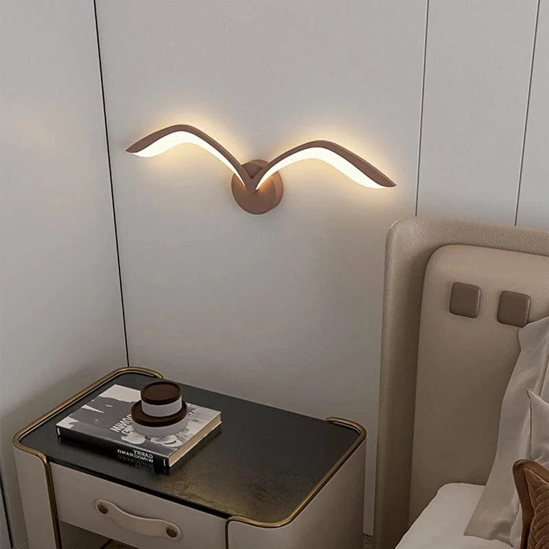 Verthara Nordic Style Bird LED Wall Lamp - 50CM Modern Iron Acrylic Wall Sconce Brown