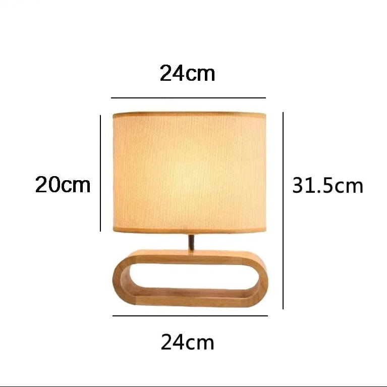 Verthara Nordic Table Lamp With Wood Base – Cloth Lampshade - E27 Bulb - Stylish Design - Ideal For Bedside - Desk - Living Room Lighting
