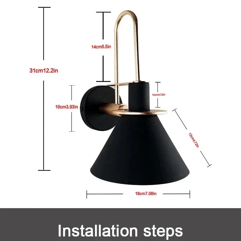 Verthara Nordic Wall Sconce with 350° Rotation and Rotary Switch for Bedroom and Hallway Lighting - Hardwired Wall Lamp