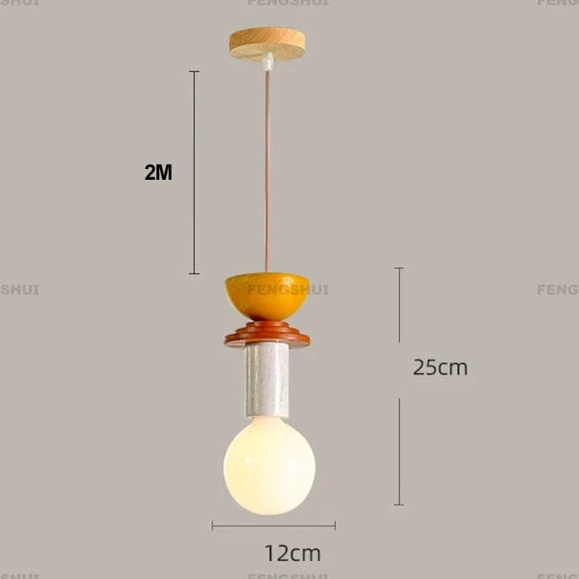 Verthara Nordic Wood LED Pendant Light – Modern Kitchen Island Lighting and Hanging Lamp for Dining Room F / without bulb