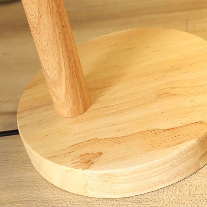 Verthara Nordic Wood Table Lamp – Minimalist LED Bedside Lamp for Bedroom and Desk Decor, Natural Finish, Eye Protection Lighting