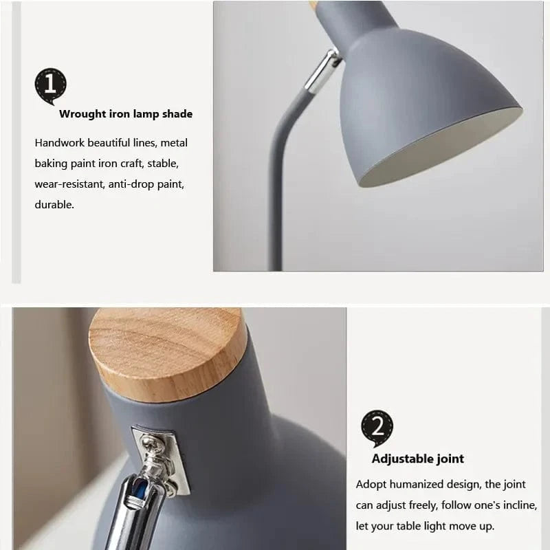 Verthara Nordic Wood Table Lamp – Minimalist LED Bedside Lamp for Bedroom and Desk Decor, Natural Finish, Eye Protection Lighting