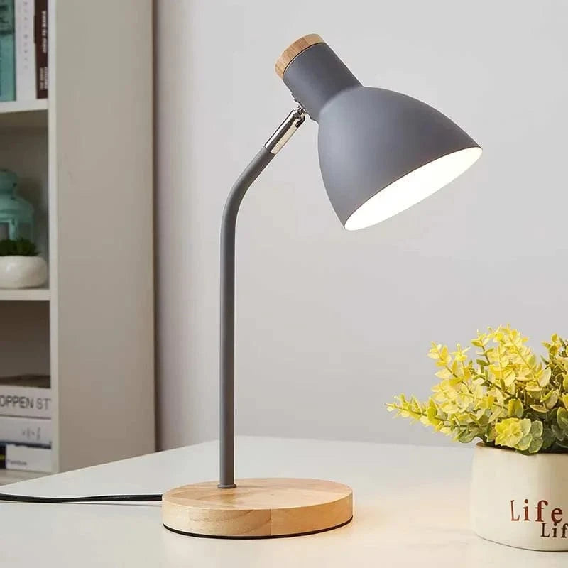 Verthara Nordic Wood Table Lamp – Minimalist LED Bedside Lamp for Bedroom and Desk Decor, Natural Finish, Eye Protection Lighting Style E