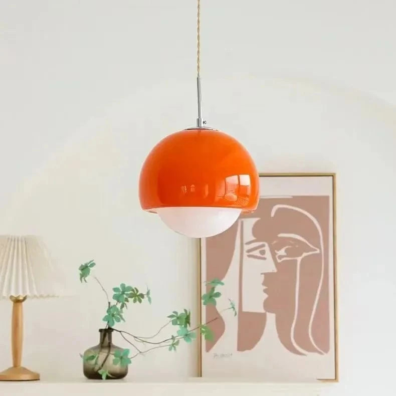 Verthara Orange Round Ball Pendant Light for Cafe, Bar, Restaurant, and Hotel – Stylish Hanging Ceiling Lamp Red / 3 colors lamp