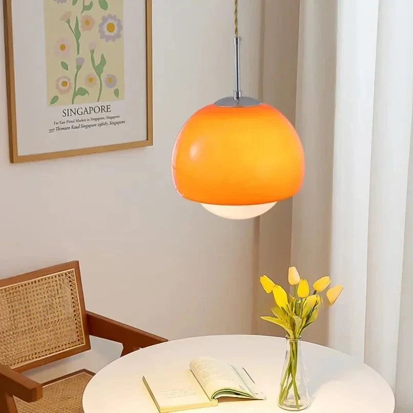 Verthara Orange Round Ball Pendant Light for Cafe, Bar, Restaurant, and Hotel – Stylish Hanging Ceiling Lamp
