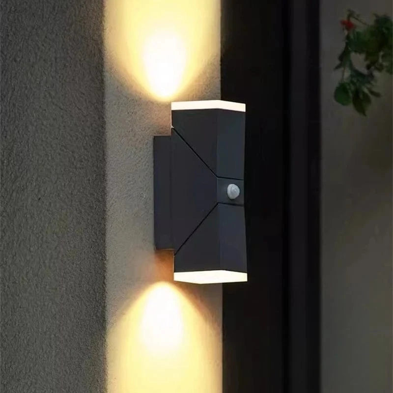 Verthara Outdoor LED Wall Lamp with Motion Sensor – Waterproof Adjustable Brightness Exterior Wall Light for Garden and Porch 2Heads / Motion Sensor