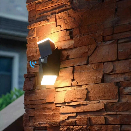 Verthara Outdoor LED Wall Lamp with Motion Sensor – Waterproof Adjustable Brightness Exterior Wall Light for Garden and Porch