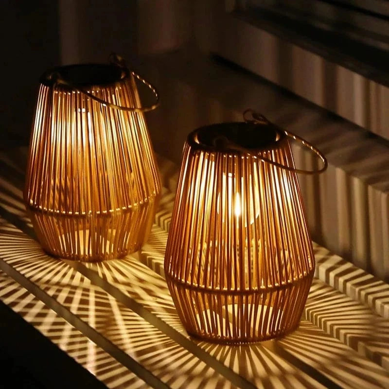 Verthara Outdoor Solar Lanterns – Hand Woven Garden Lantern Lights with Waterproof Design and High Brightness for Courtyard Illumination 2PCS