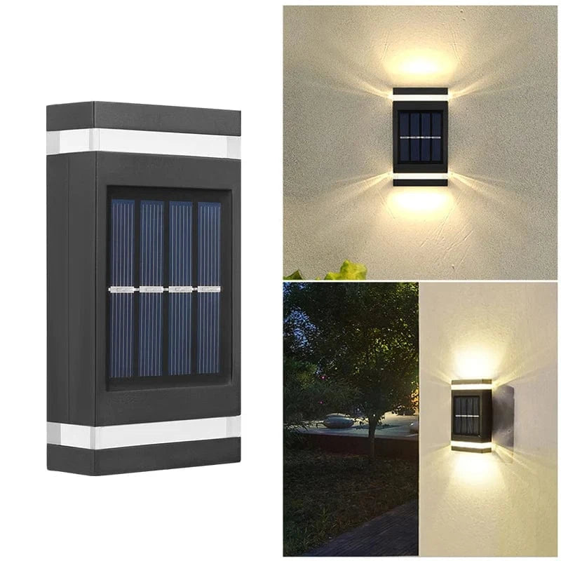 Verthara Outdoor Solar Wall Lamp with 6 LEDs – Waterproof Up and Down Lights for Garden and Terrace Warm light 1pc