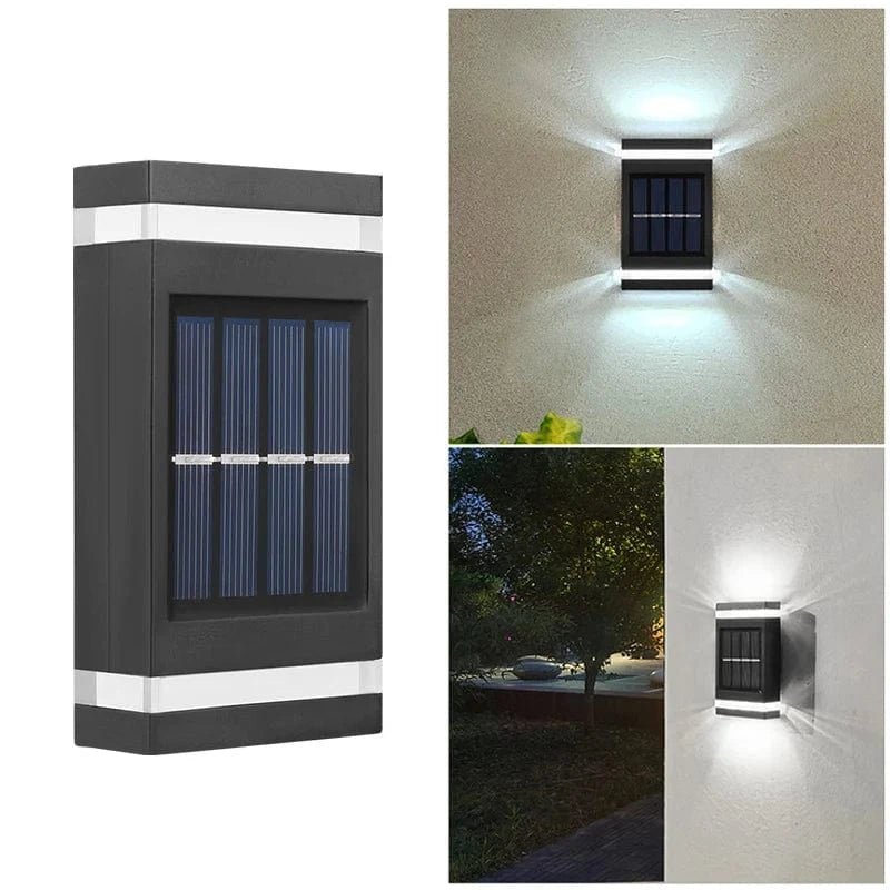 Verthara Outdoor Solar Wall Lamp with 6 LEDs – Waterproof Up and Down Lights for Garden and Terrace White light 1pc