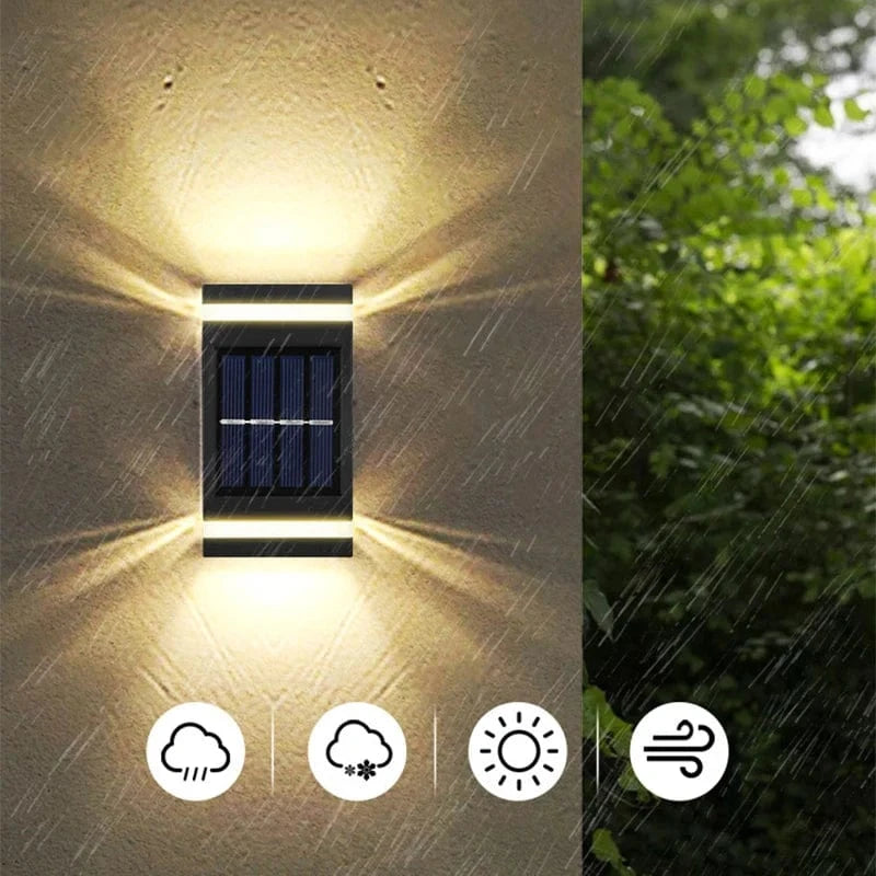 Verthara Outdoor Solar Wall Lamp with 6 LEDs – Waterproof Up and Down Lights for Garden and Terrace
