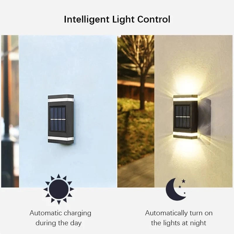 Verthara Outdoor Solar Wall Lamp with 6 LEDs – Waterproof Up and Down Lights for Garden and Terrace