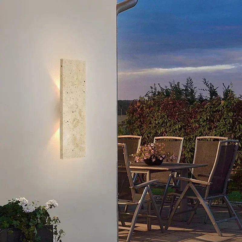 Verthara Outdoor Waterproof LED Wall Lamp with Natural Stone Design – Stylish Wall Sconce Lighting for Patios and Exterior Spaces