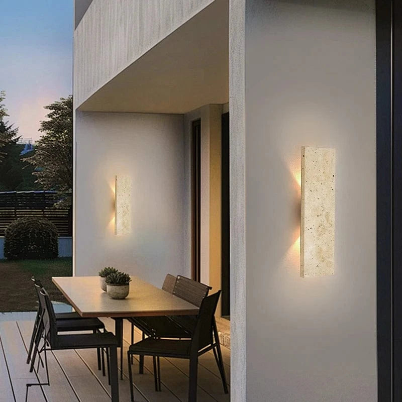 Verthara Outdoor Waterproof LED Wall Lamp with Natural Stone Design – Stylish Wall Sconce Lighting for Patios and Exterior Spaces