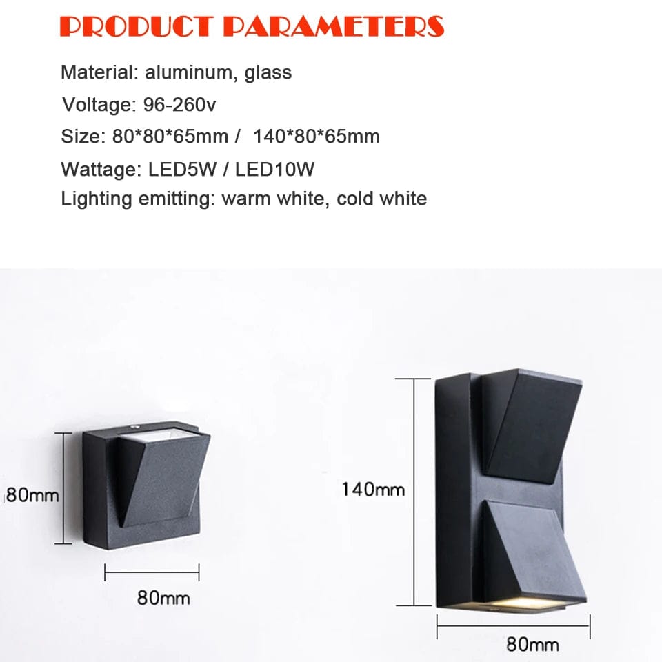 Verthara Outdoor Waterproof LED Wall Light Fixture – Modern Aluminum Sconce for Garden and Porch, IP65 Waterproof, 5W and 10W Options