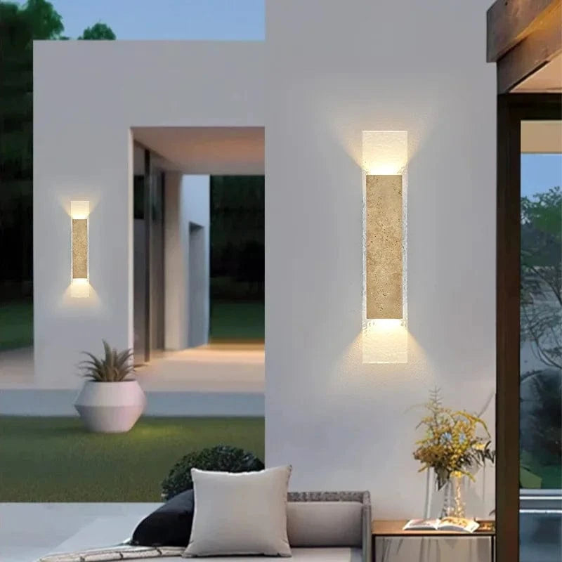 Verthara Outdoor Waterproof LED Wall Lights with Natural Stone Design – 18W Exterior Wall Lantern for Patios and Porches