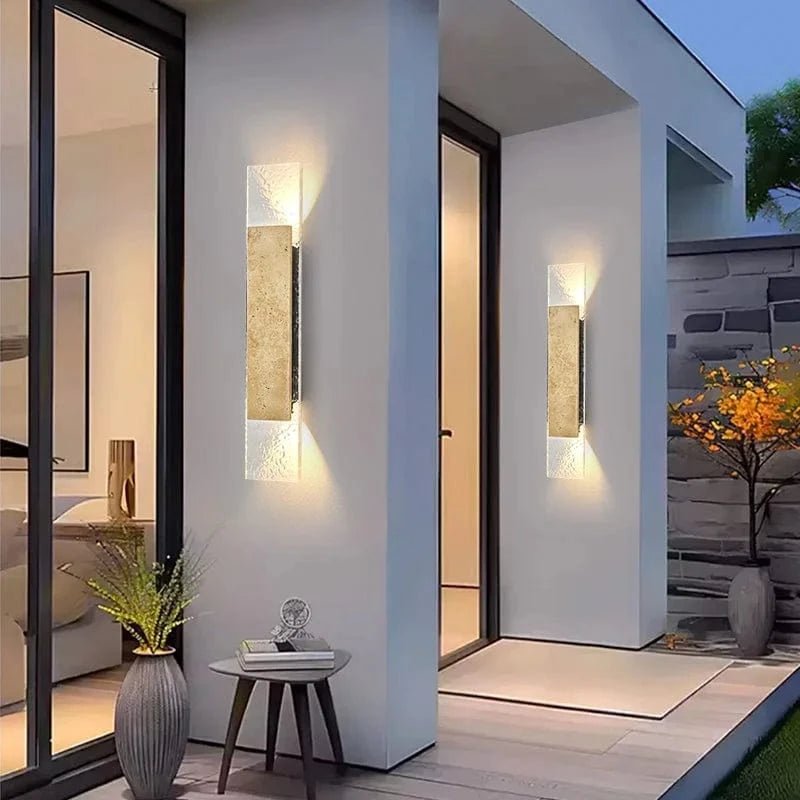 Verthara Outdoor Waterproof LED Wall Lights with Natural Stone Design – 18W Exterior Wall Lantern for Patios and Porches