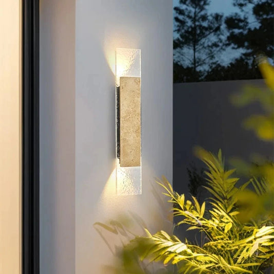 Verthara Outdoor Waterproof LED Wall Lights with Natural Stone Design – 18W Exterior Wall Lantern for Patios and Porches