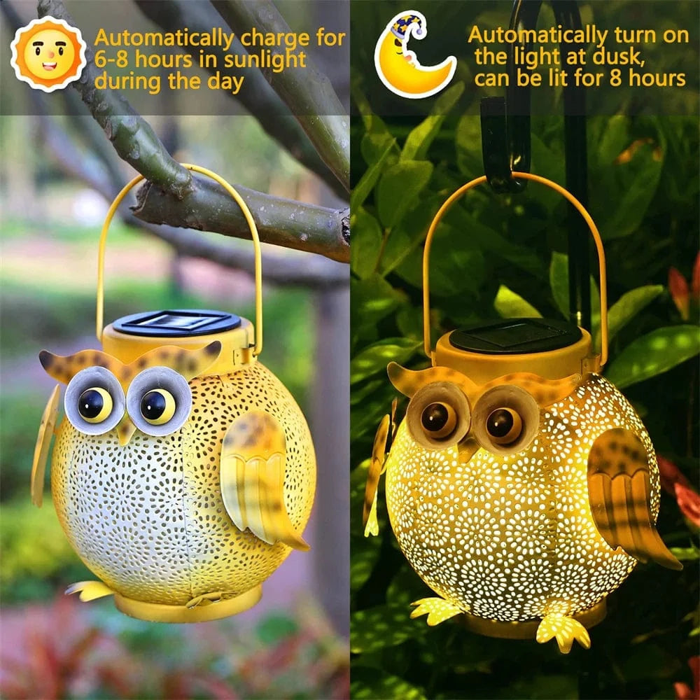 Verthara Owl Solar Garden Light - Hanging LED Lantern